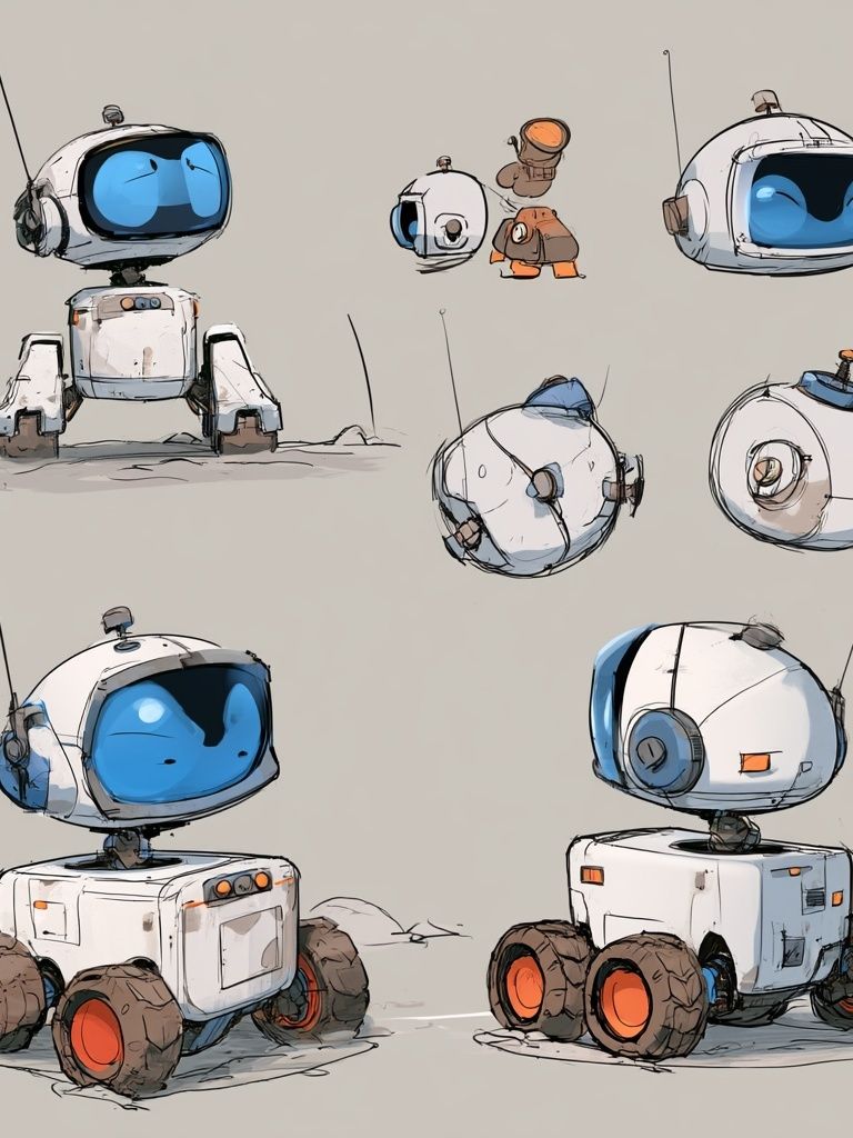 Cute Robot Concept Art Poster. poster — illustration art