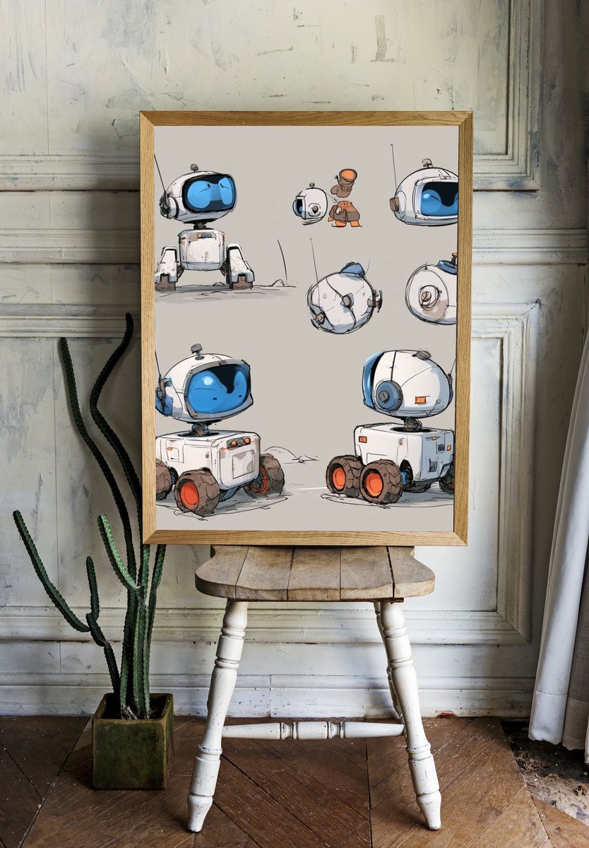 Cute Robot Concept Art Poster. room preview