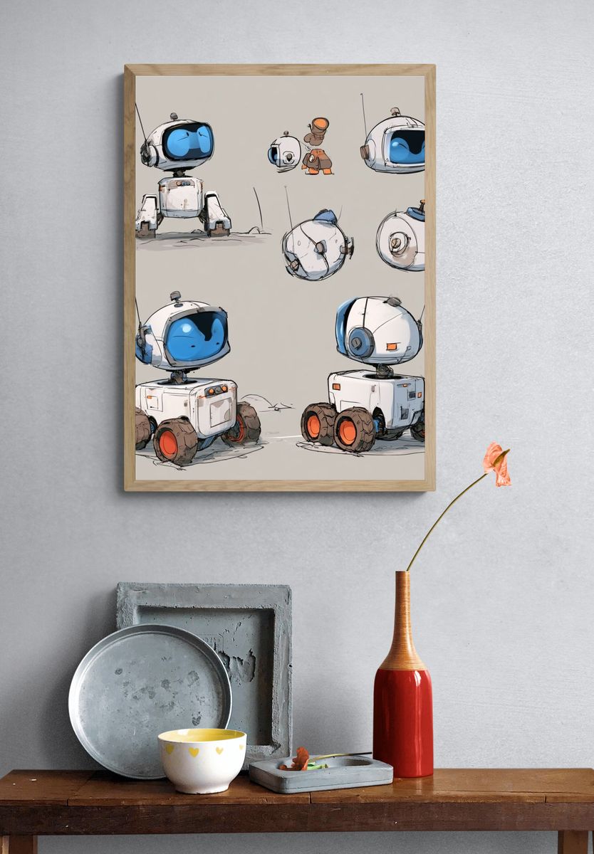 Cute Robot Concept Art Poster. — room view 3