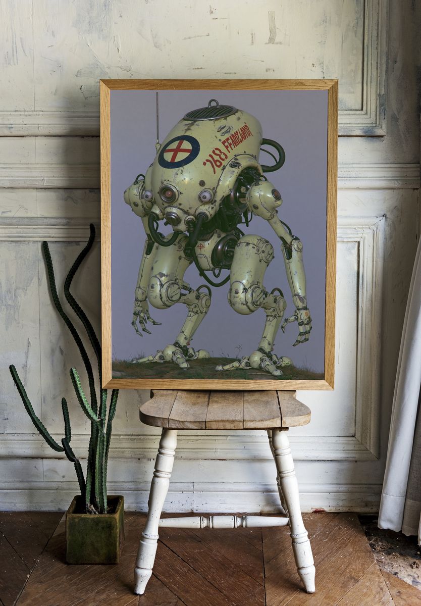 Retro Robot Mech Poster. room preview