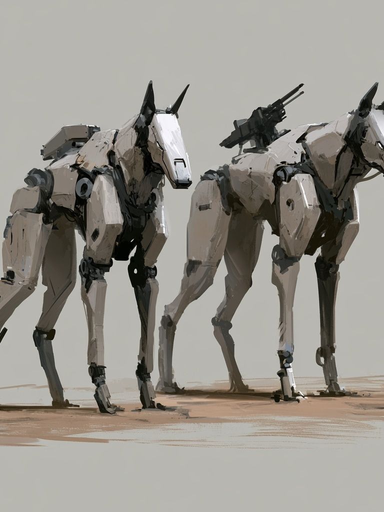 Mechanical Horses Digital Art Print. poster — illustration art