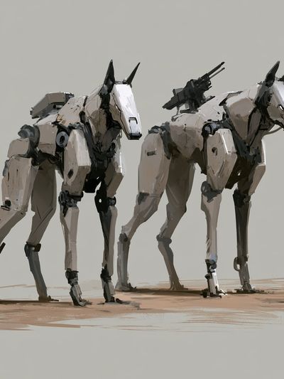 Mechanical Horses Digital Art Print.