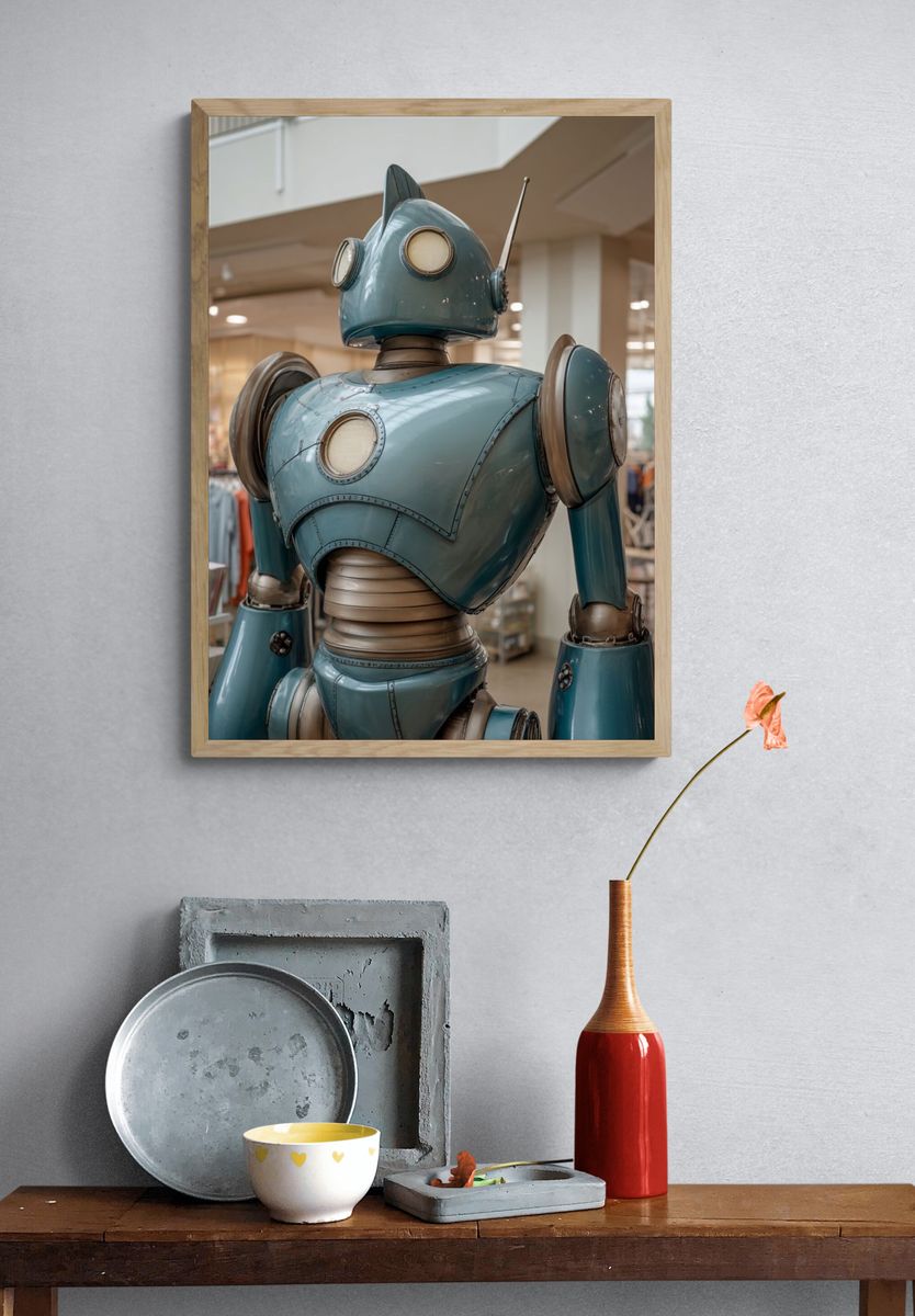 Retro Robot Photography Poster. — room view 3