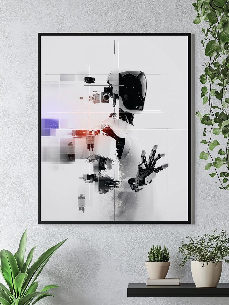 Futuristic Robot Portrait Print. — room view 4