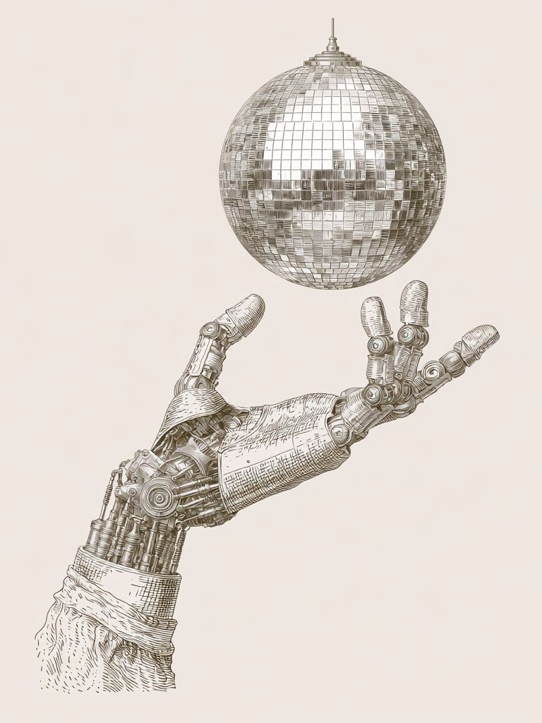 Robot Hand Disco Ball Print. poster — illustration art