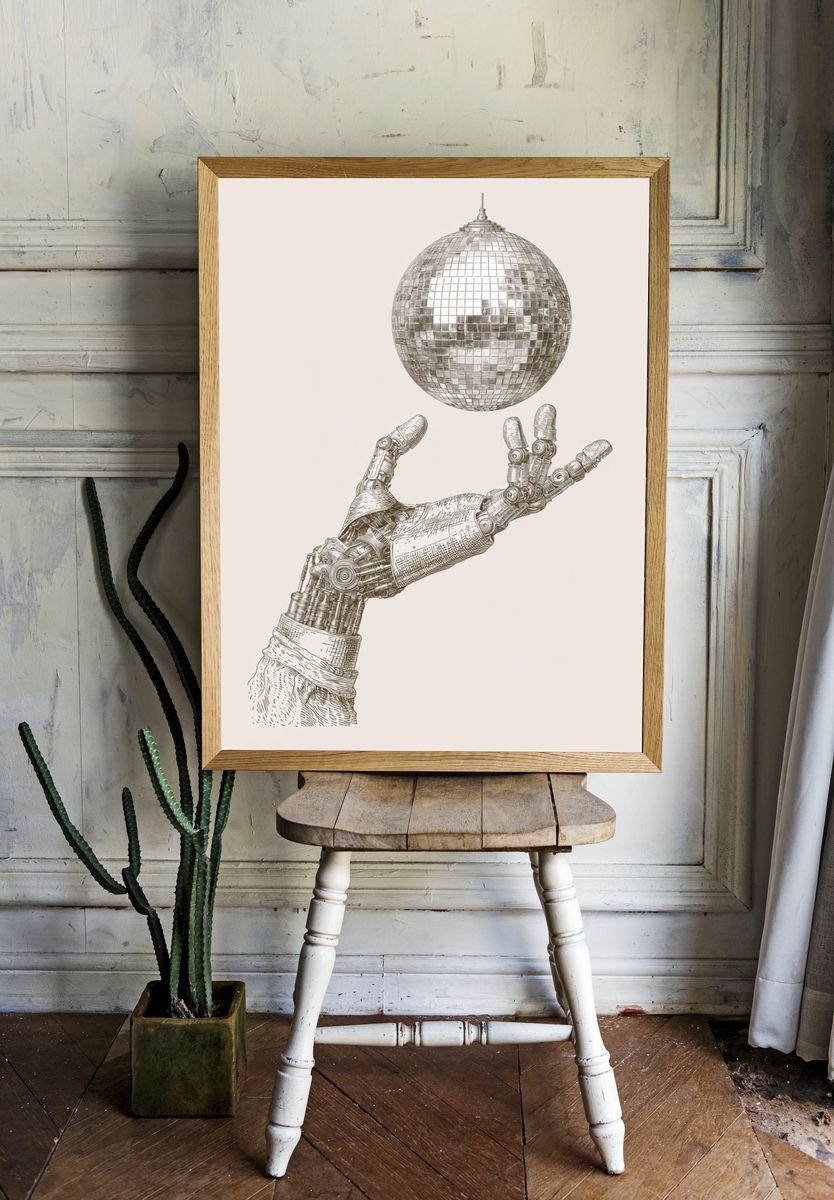 Robot Hand Disco Ball Print. — room view 1