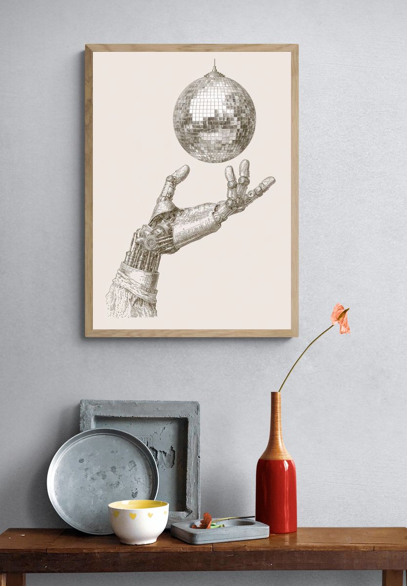 Robot Hand Disco Ball Print. — room view 3