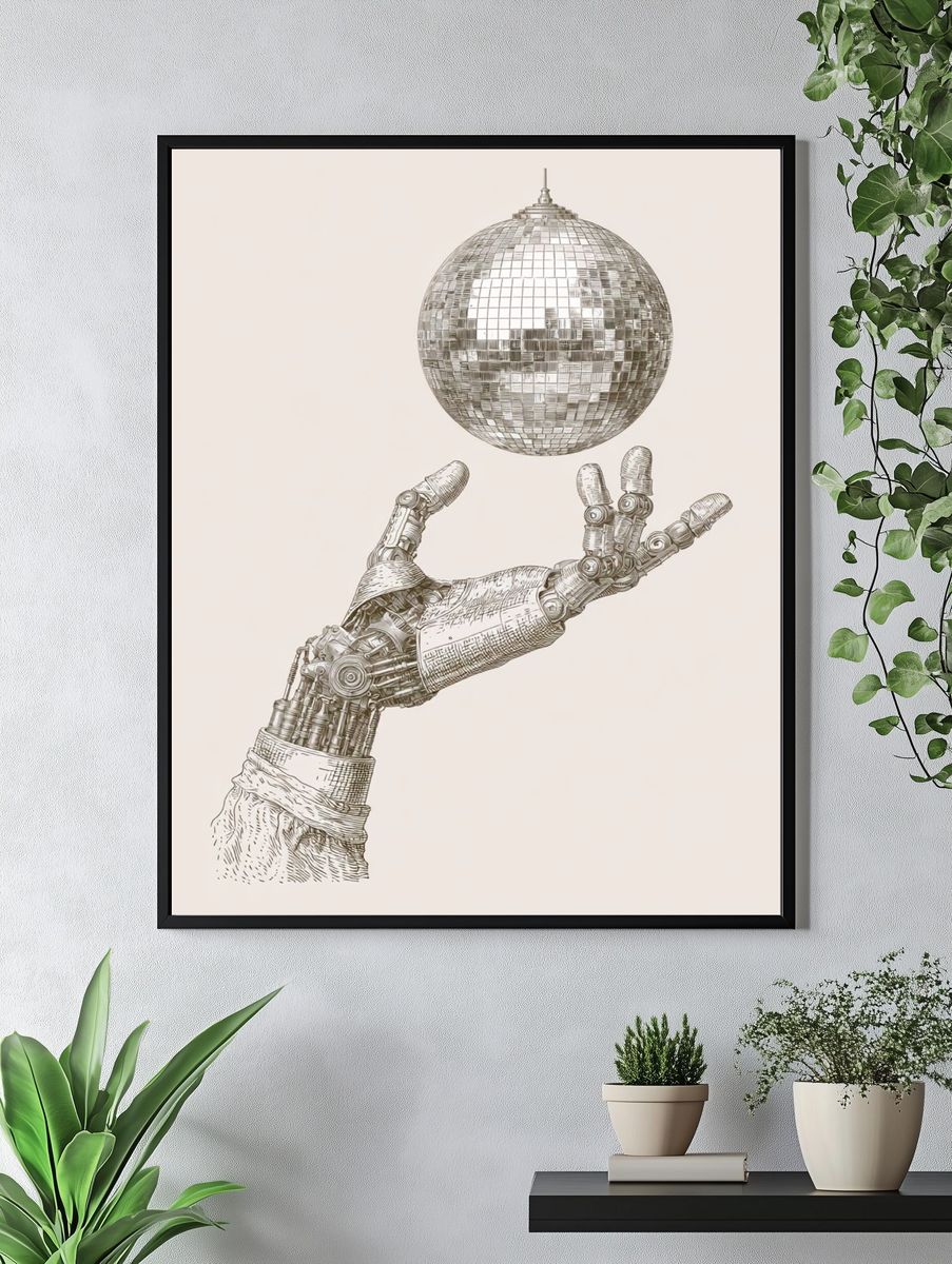 Robot Hand Disco Ball Print. — room view 4