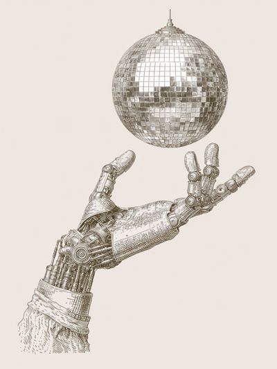 Robot Hand Disco Ball Print. poster