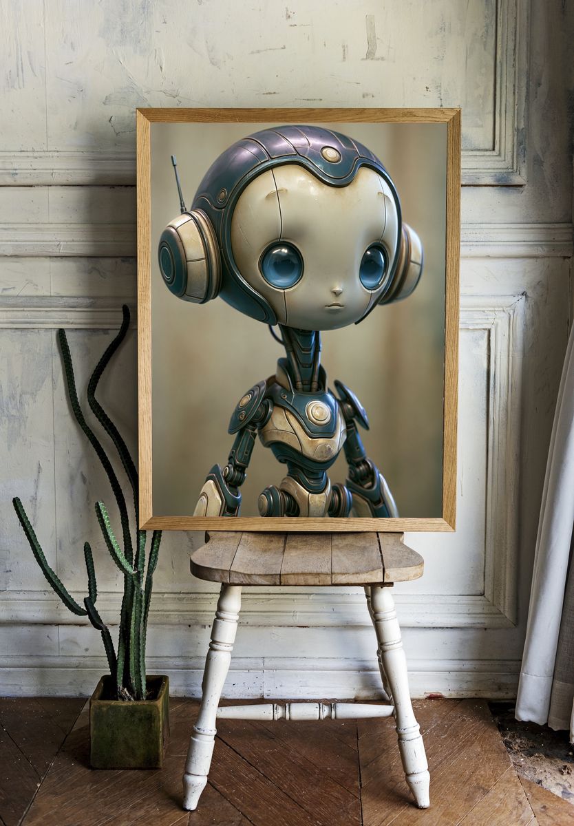 Cute Robot Portrait Print. room preview