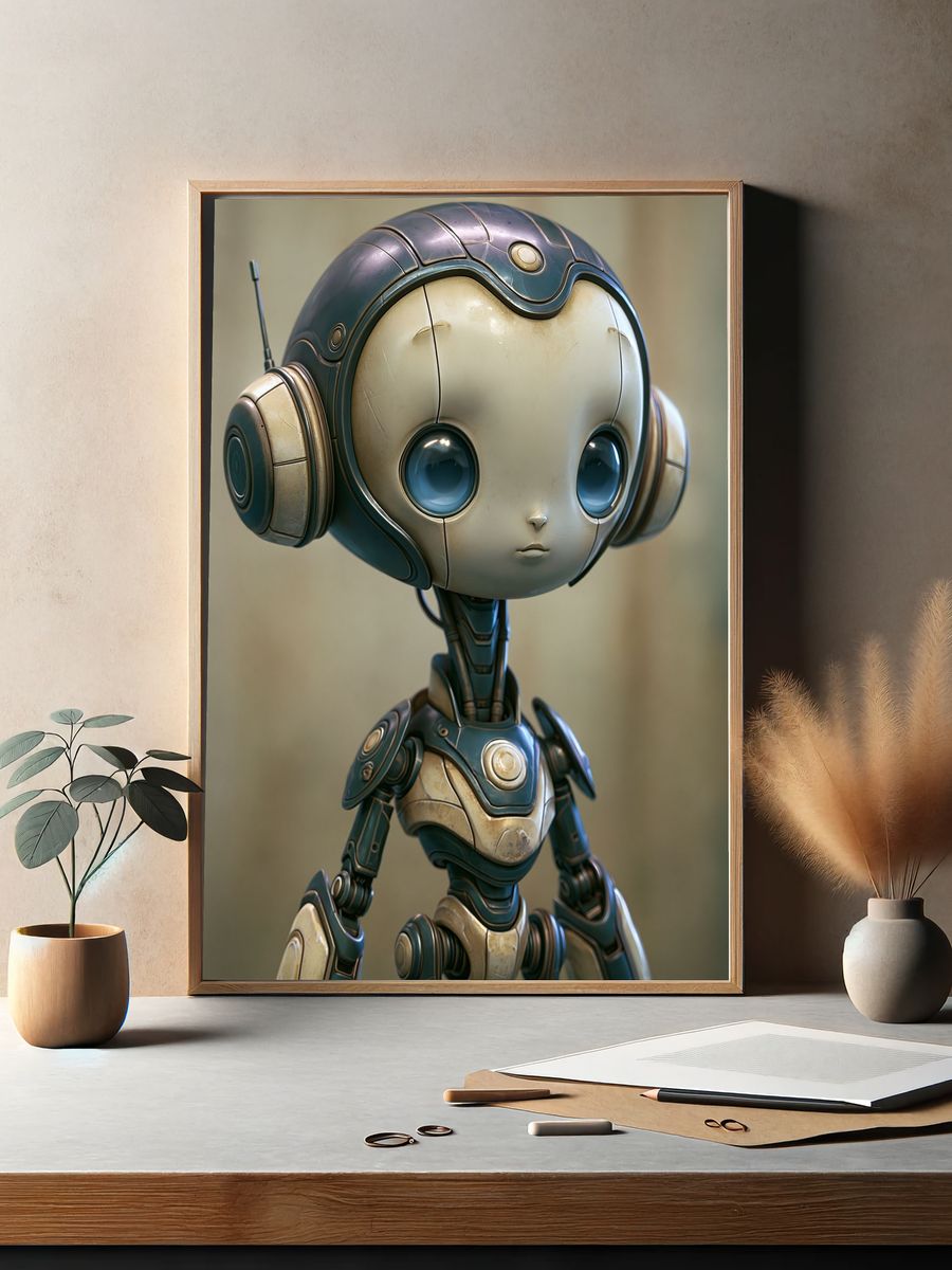 Cute Robot Portrait Print. — room view 2