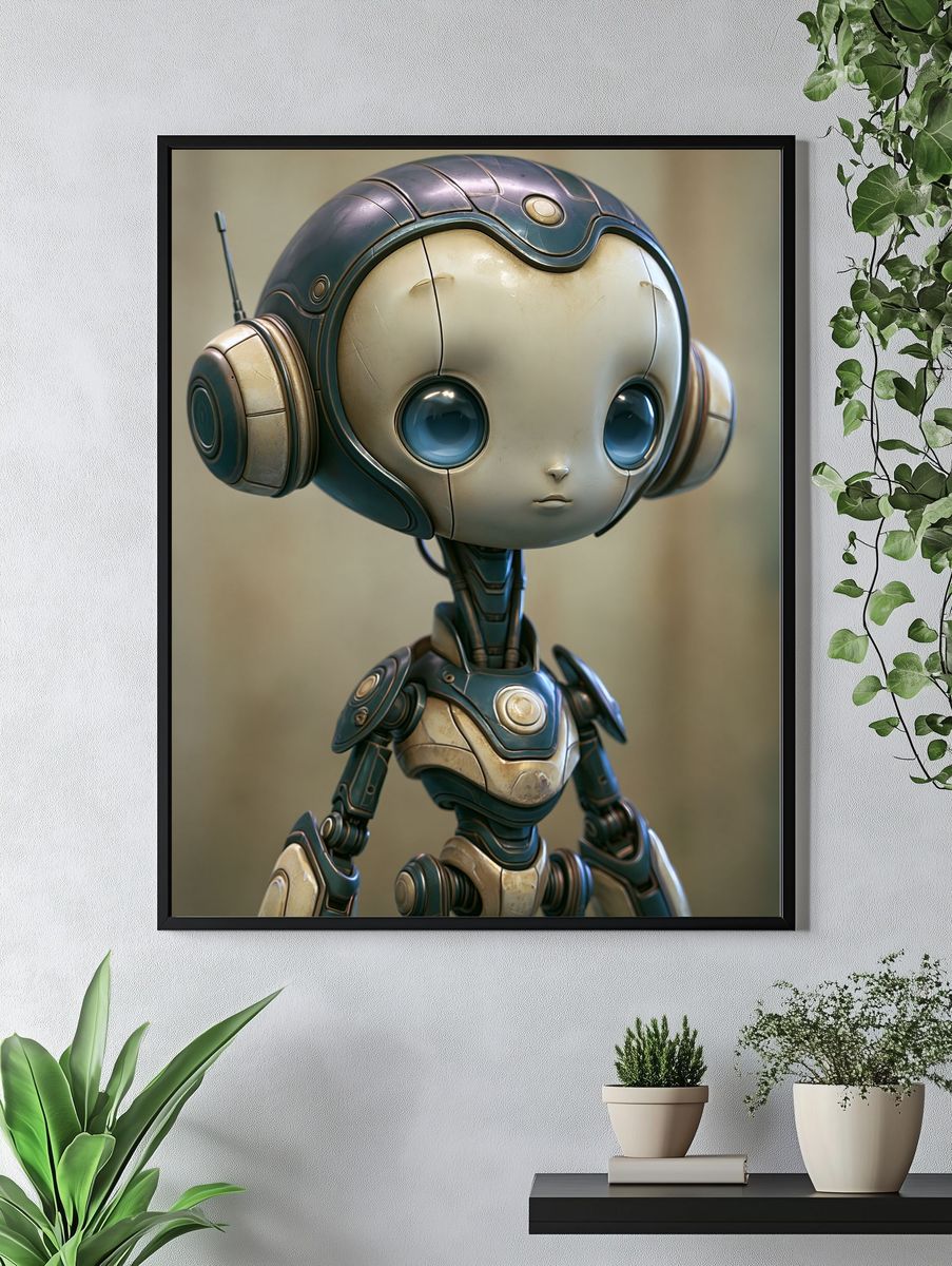 Cute Robot Portrait Print. — room view 4