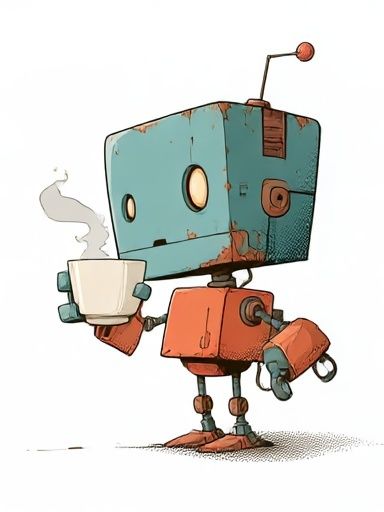 Cute Robot Coffee Illustration Poster. poster — illustration art