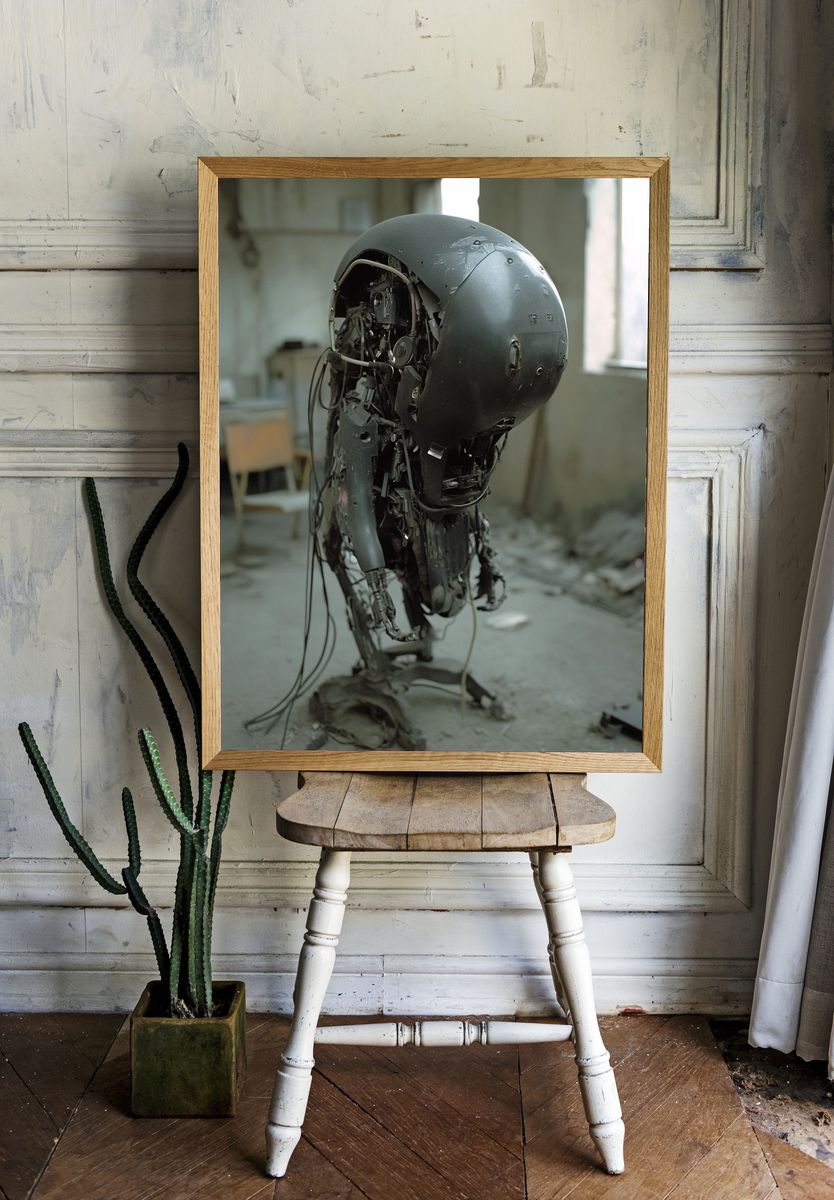 Broken Robot Portrait Print. room preview