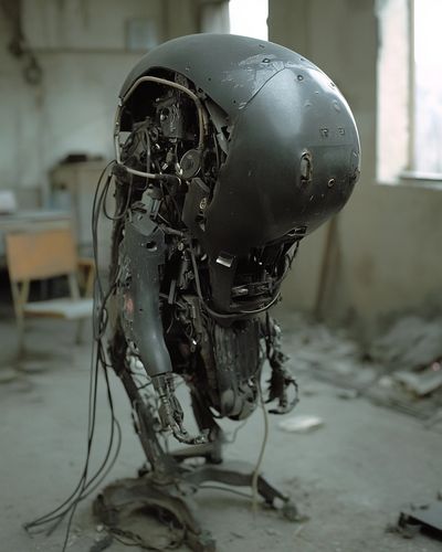 Broken Robot Portrait Print. poster
