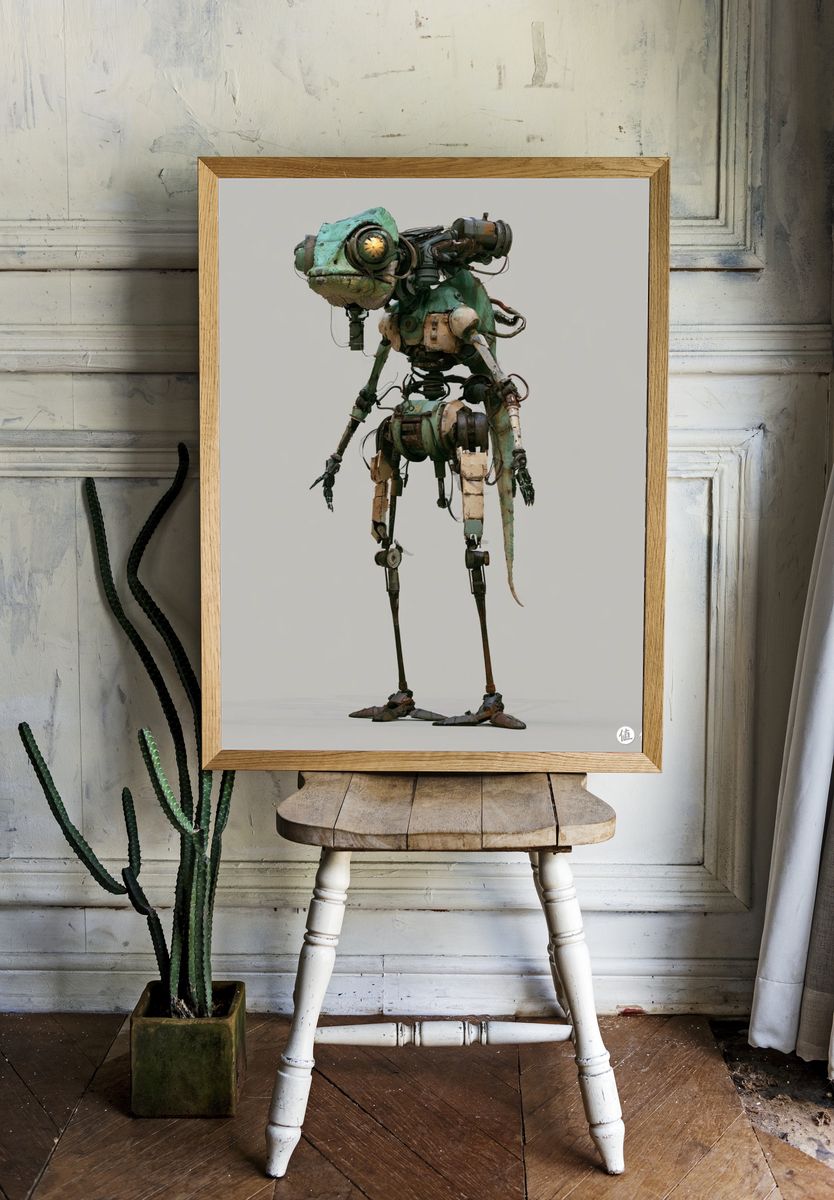 Rusty Robot Illustration Poster. room preview