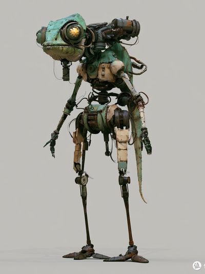 Rusty Robot Illustration Poster.