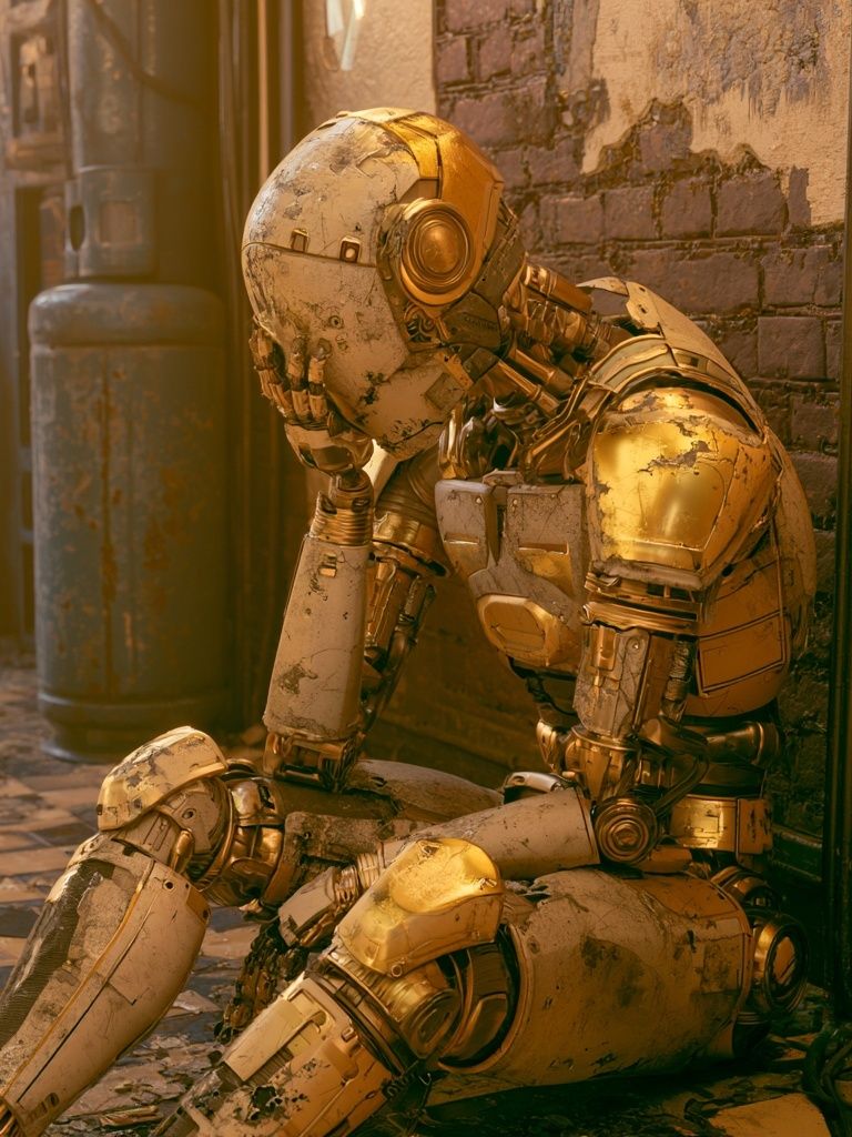 Melancholy Robot Portrait Poster. poster detail