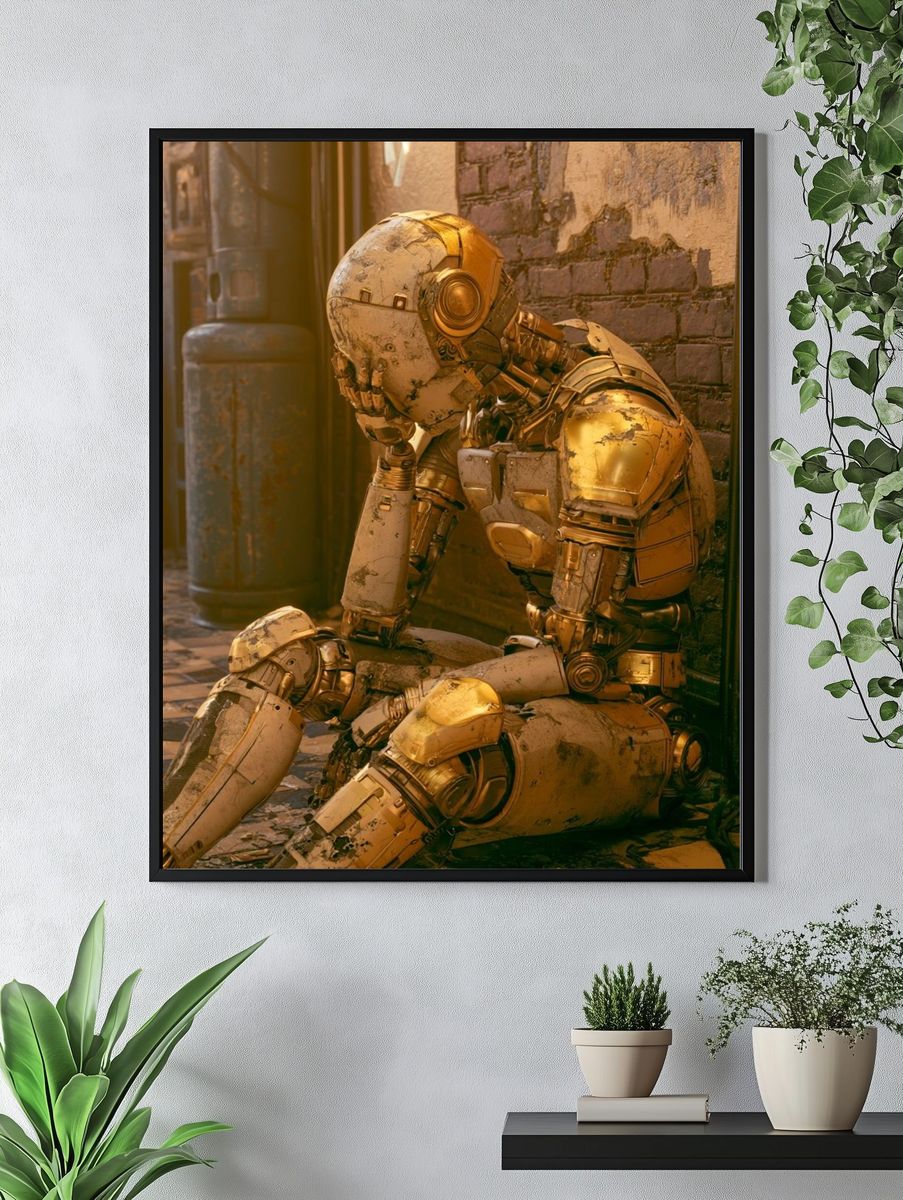 Melancholy Robot Portrait Poster. — room view 4