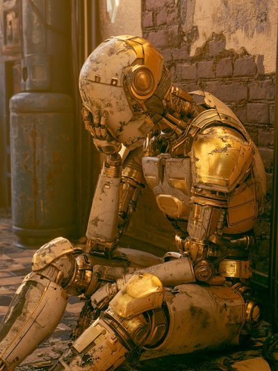 Melancholy Robot Portrait Poster.