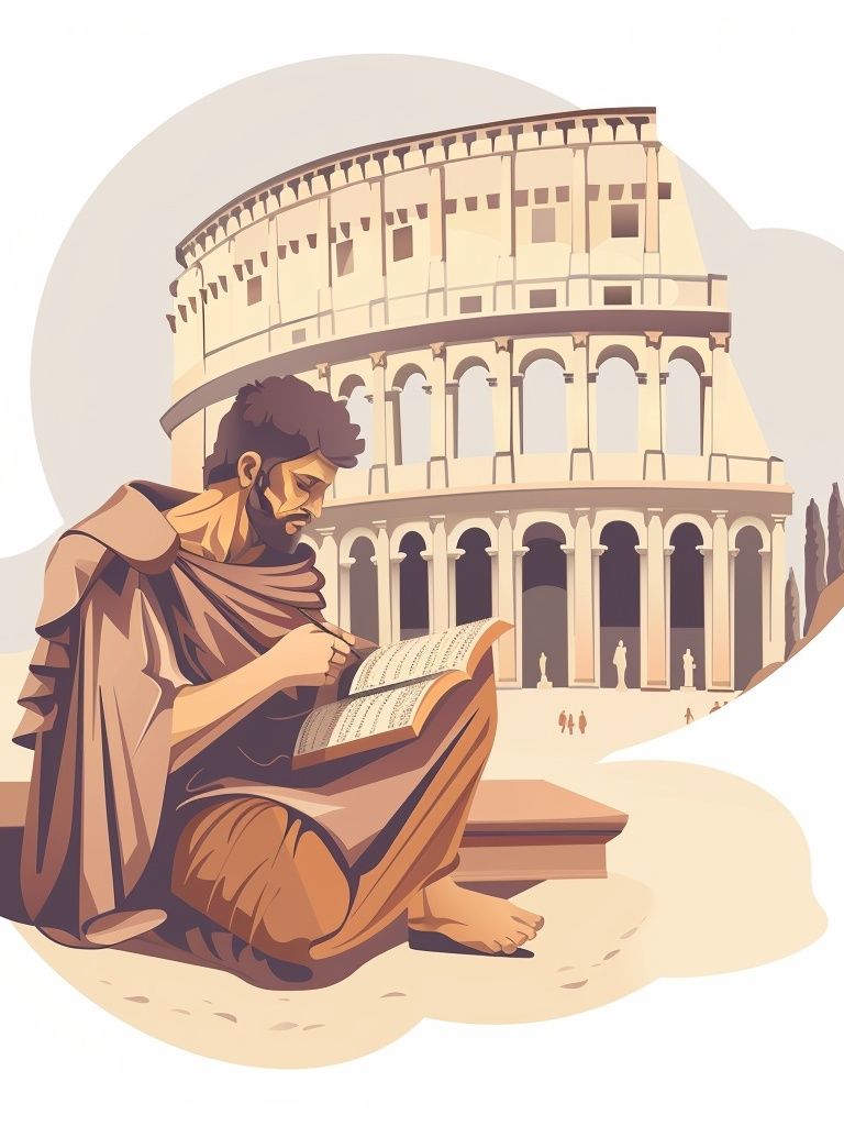 Roman Scholar Colosseum Illustration Poster. poster — illustration art