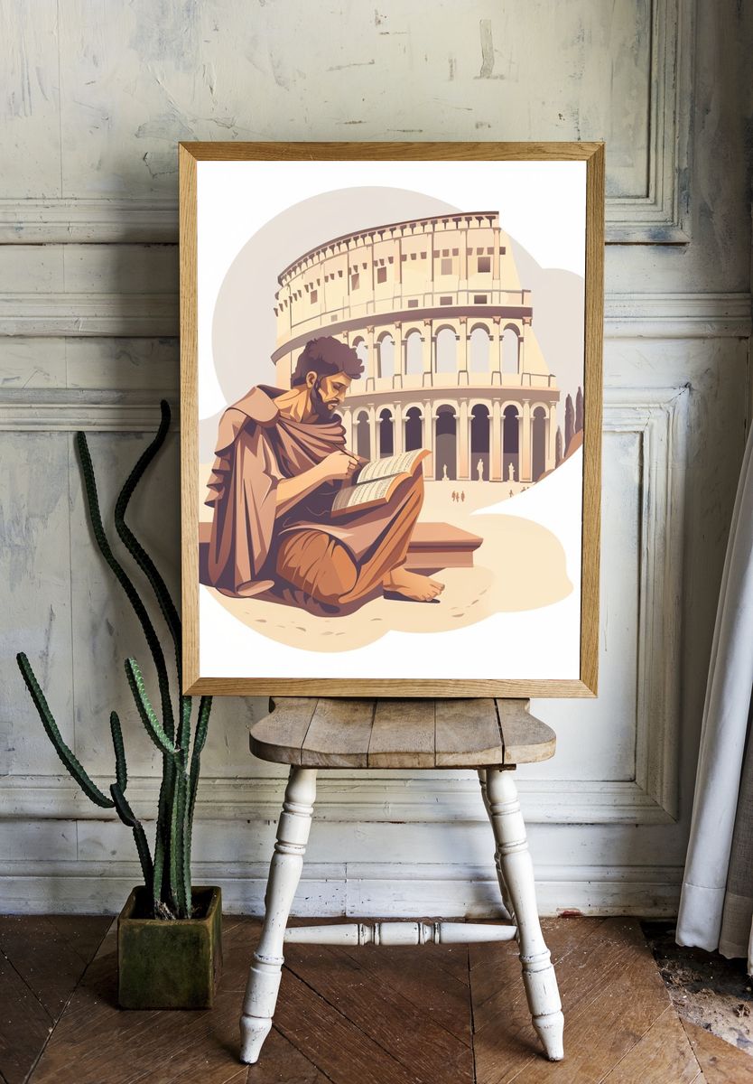 Roman Scholar Colosseum Illustration Poster. — room view 1