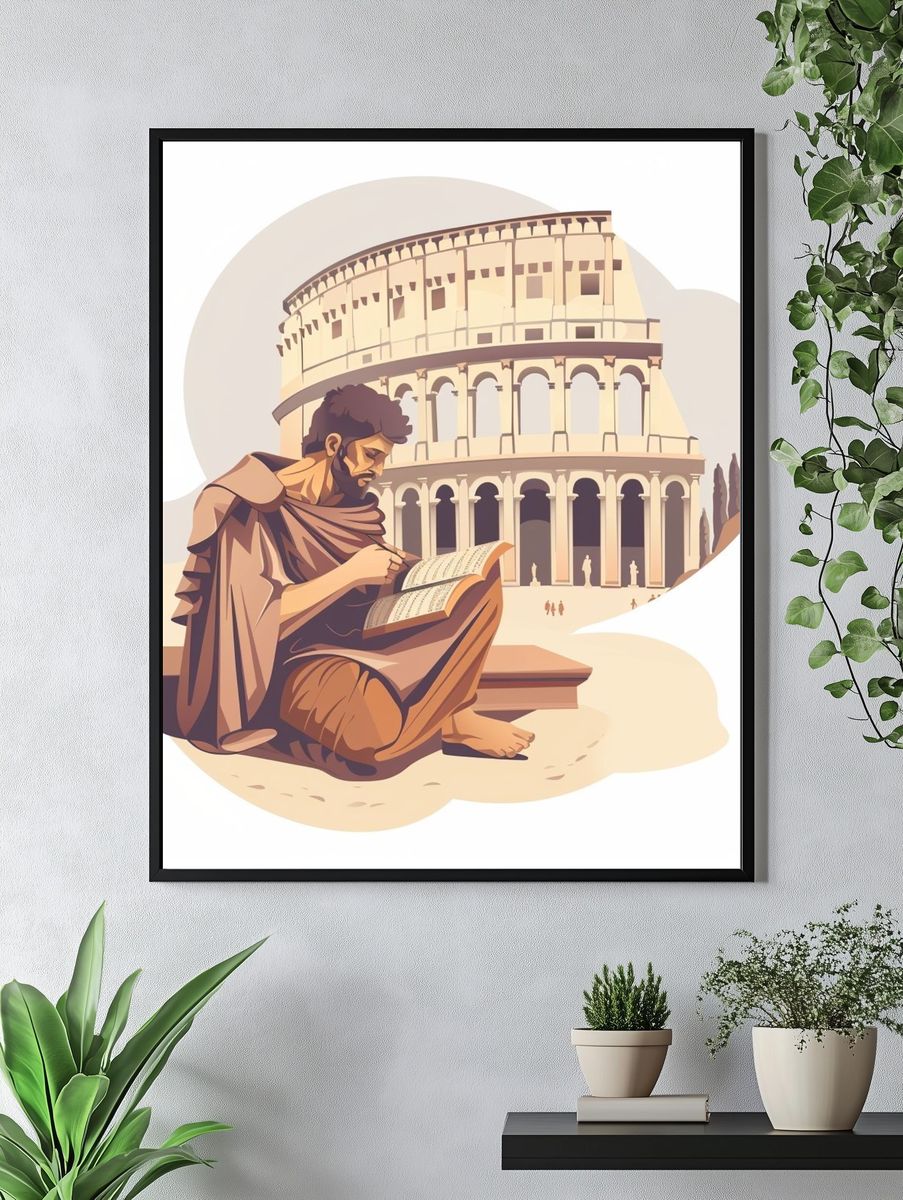 Roman Scholar Colosseum Illustration Poster. — room view 4
