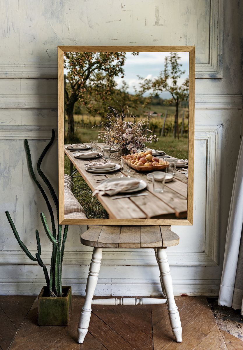 Rustic Orchard Picnic Photography Poster. — room view 1