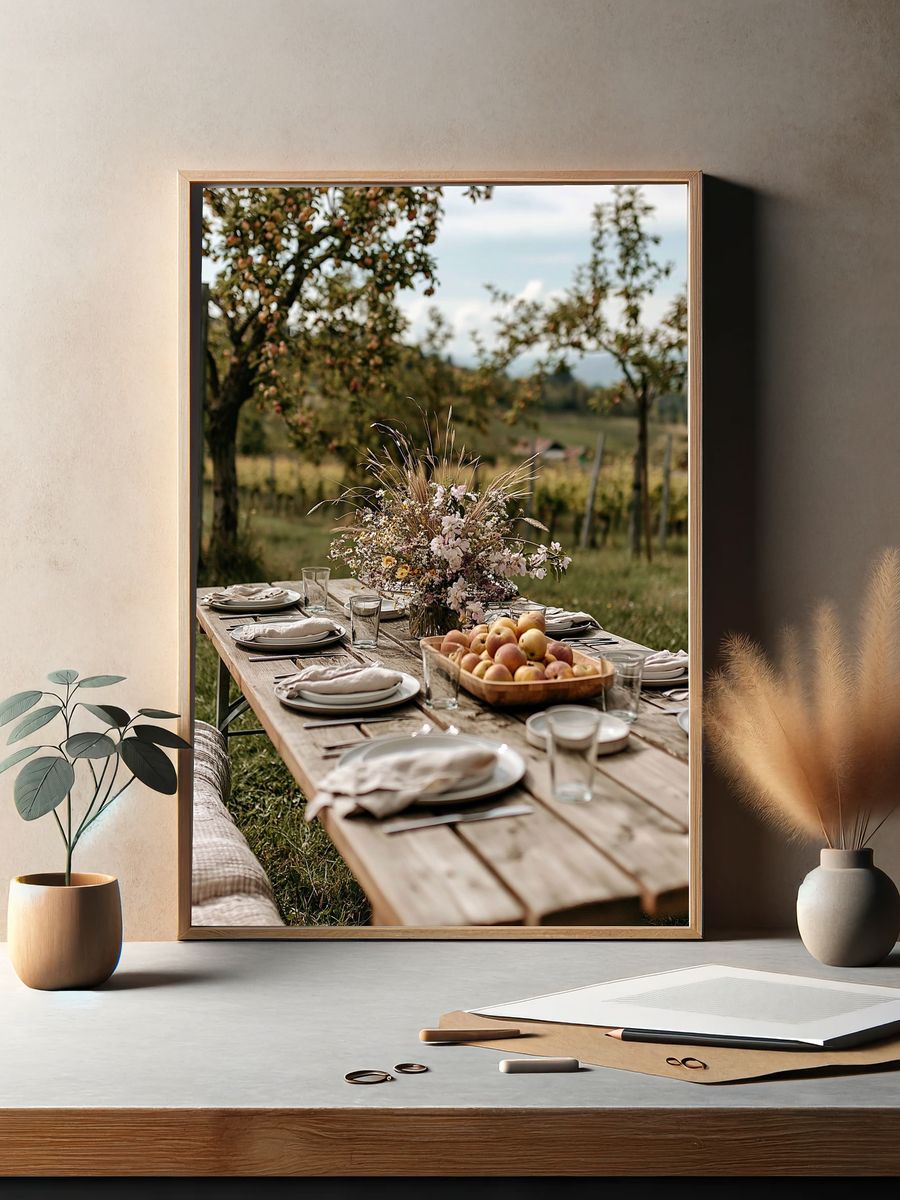 Rustic Orchard Picnic Photography Poster. — room view 2
