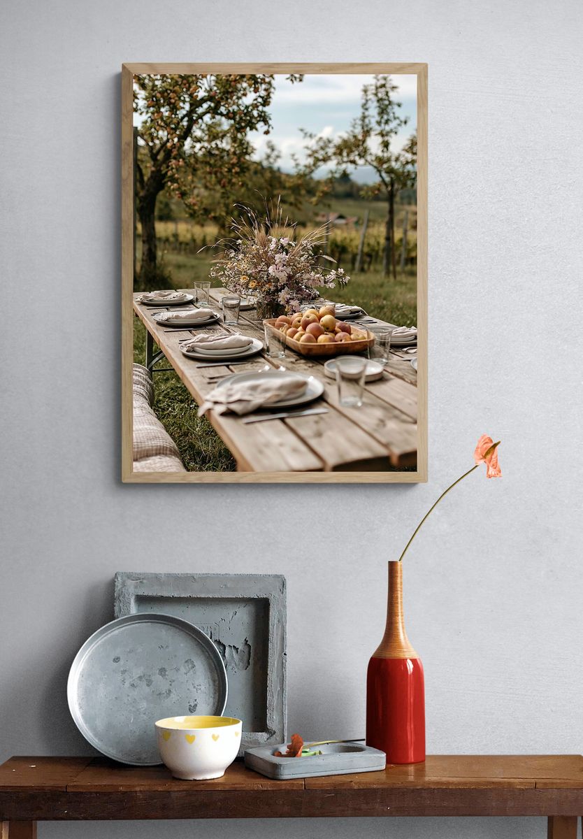 Rustic Orchard Picnic Photography Poster. — room view 3
