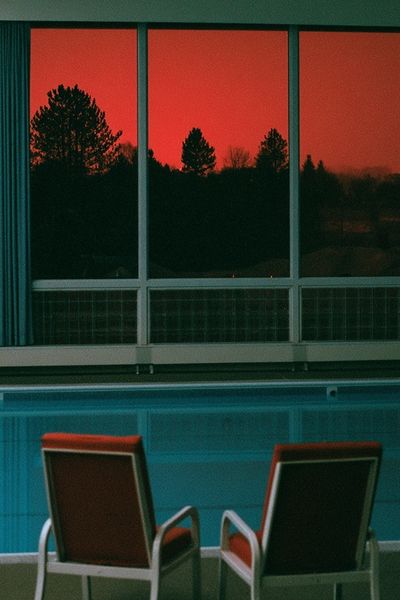 Retro Poolside Sunset Photography Poster.