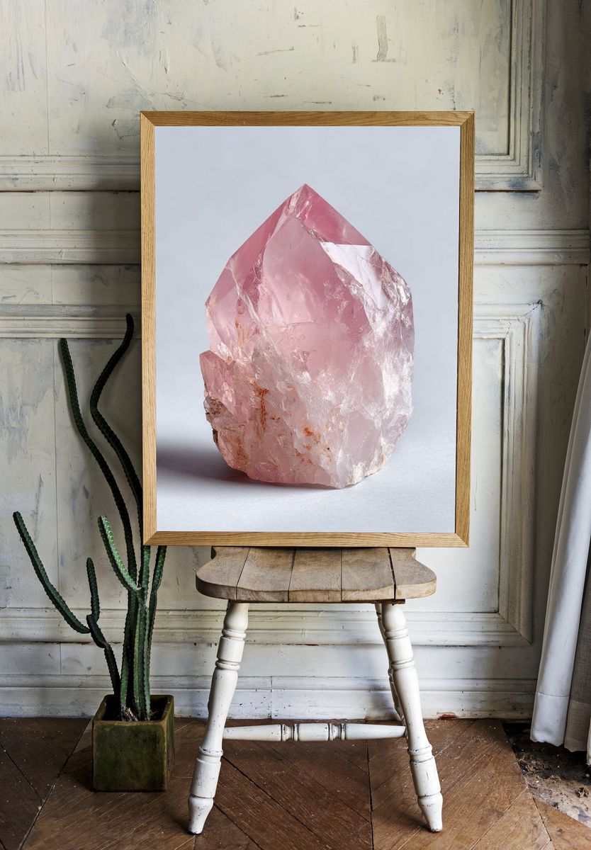 Rose Quartz Crystal — Photography Print. — room view 1