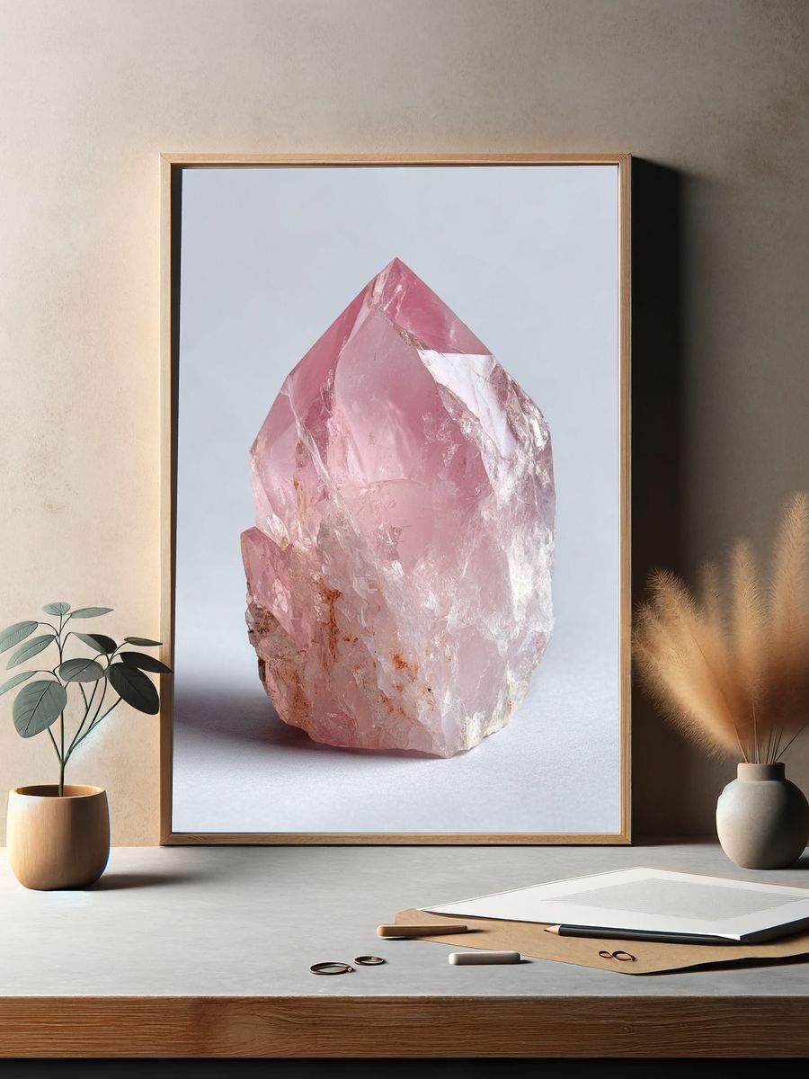 Rose Quartz Crystal — Photography Print. — room view 2
