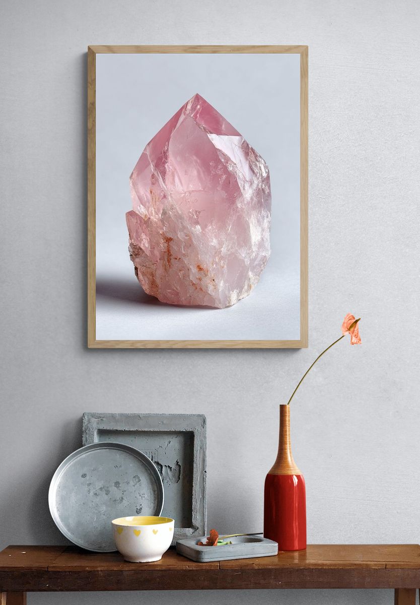 Rose Quartz Crystal — Photography Print. — room view 3