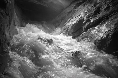 Rushing River Gorge Black-White Print.