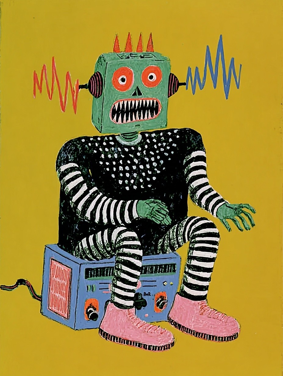 Retro Robot Illustration Poster. poster detail