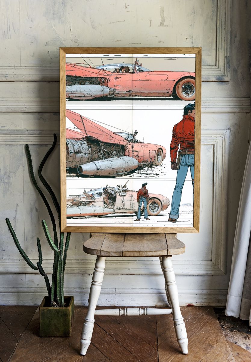 Retro Sci-Fi Car Concept Poster. — room view 1