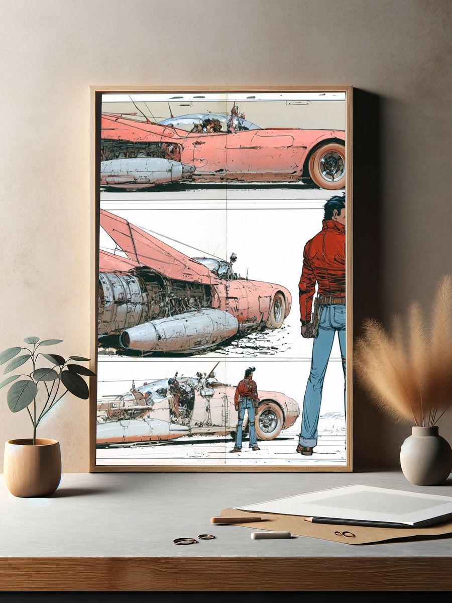 Retro Sci-Fi Car Concept Poster. — room view 2