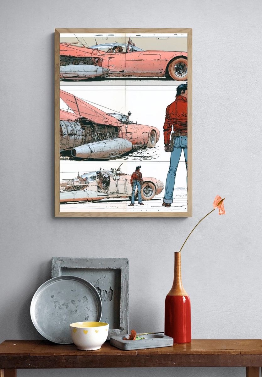Retro Sci-Fi Car Concept Poster. — room view 3