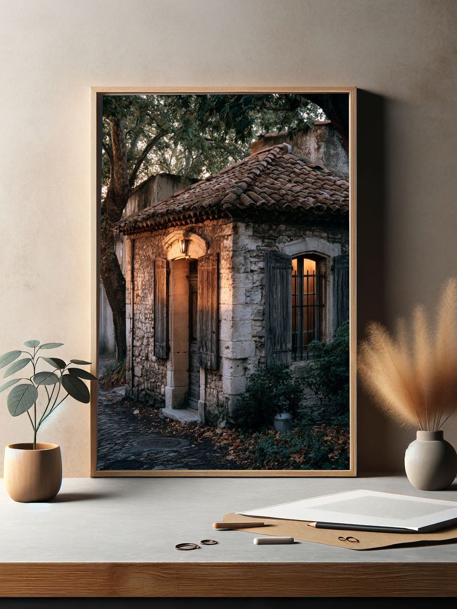 Rustic Stone Cottage Photography Poster. — room view 2