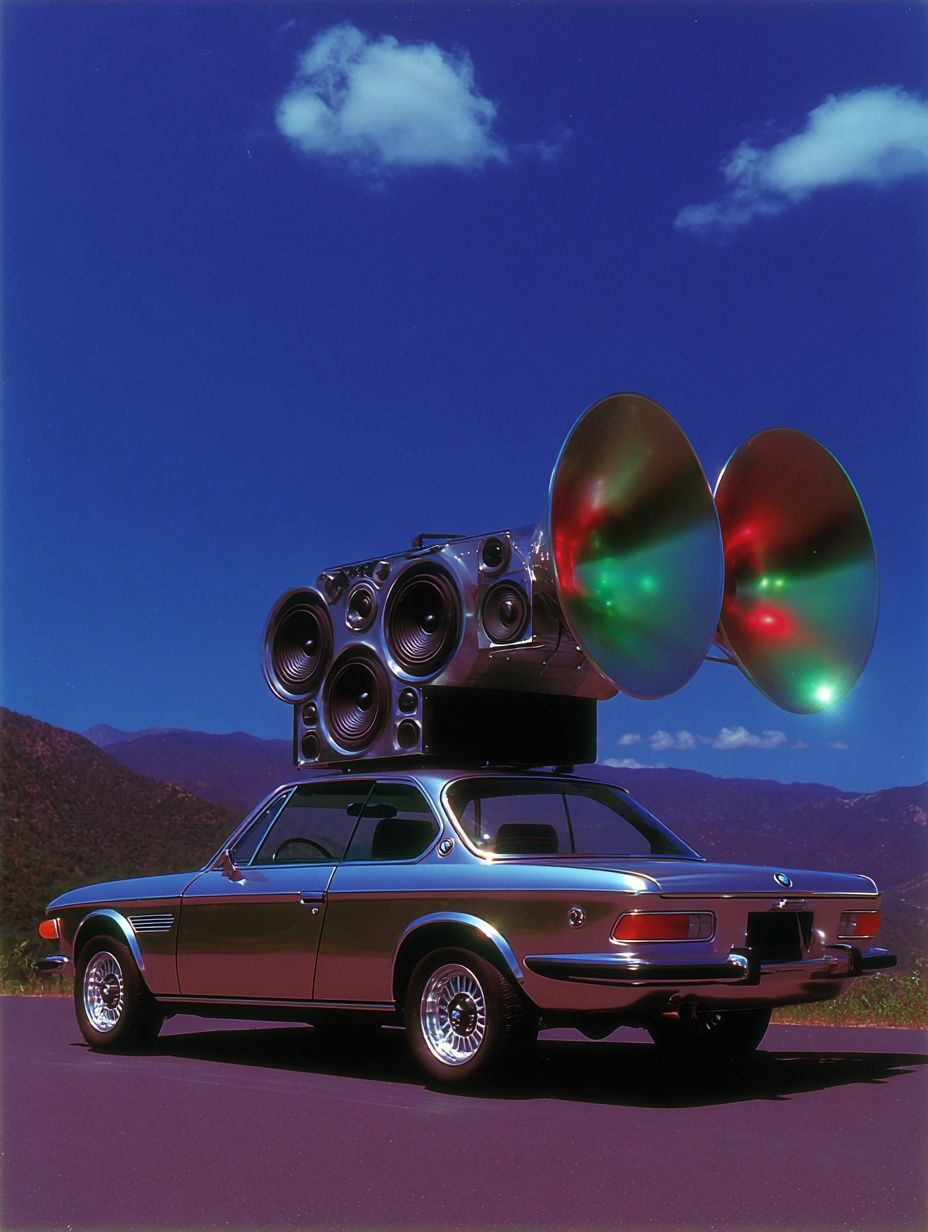 Retro Sound System Car Poster. poster — illustration art