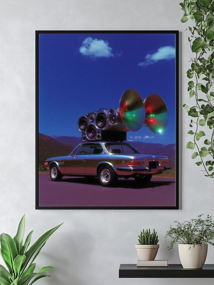 Retro Sound System Car Poster. — room view 4