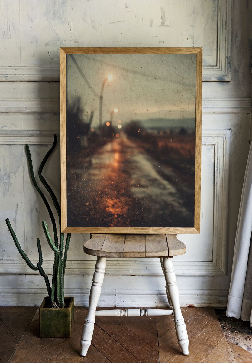 Rainy Street at Dusk — Photography Print. — room view 1
