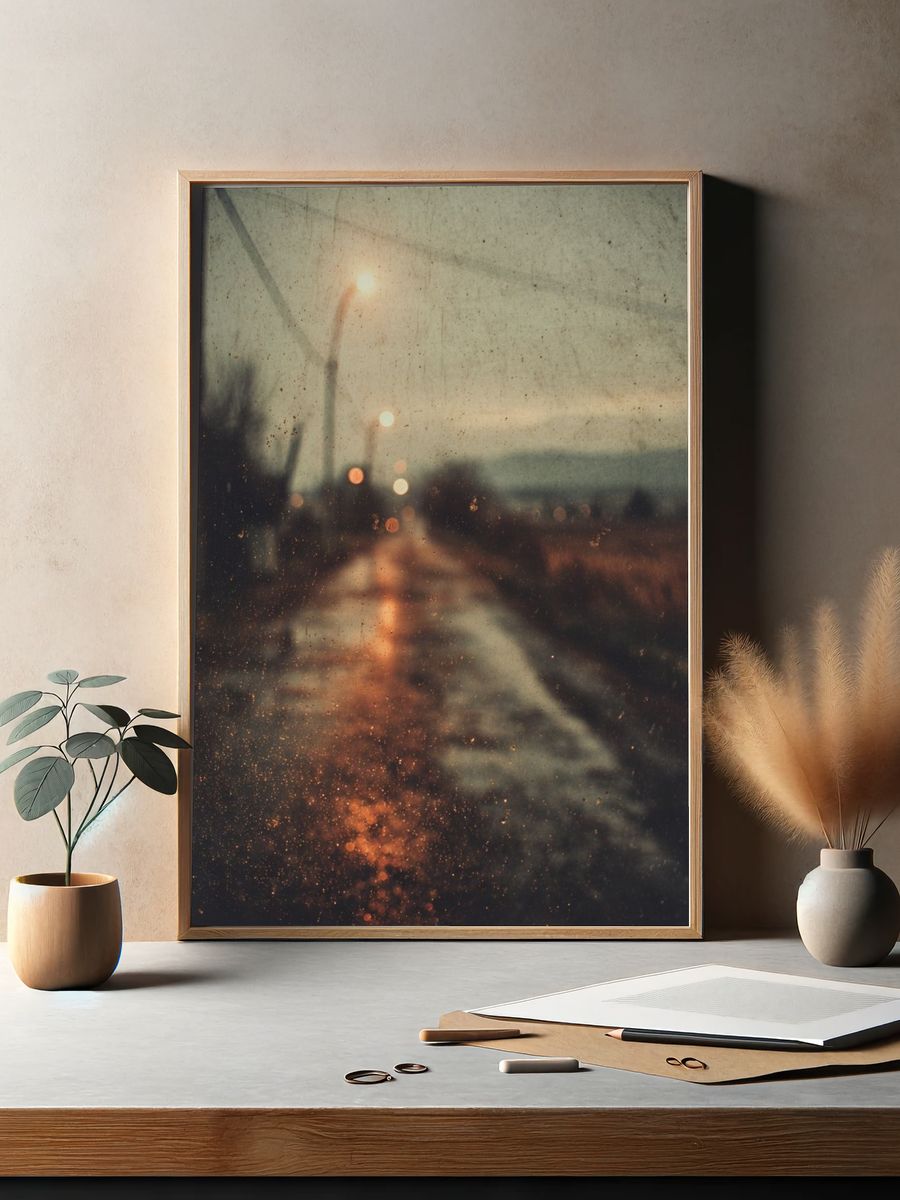 Rainy Street at Dusk — Photography Print. — room view 2