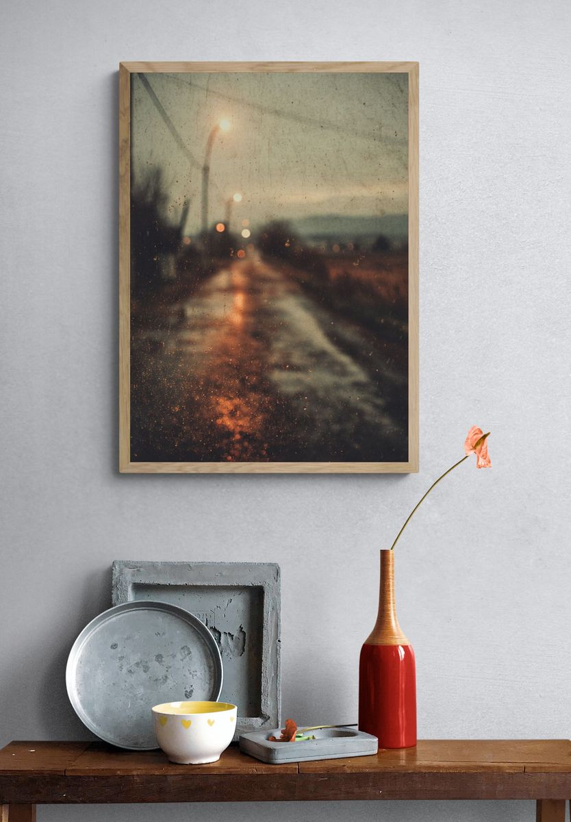 Rainy Street at Dusk — Photography Print. — room view 3