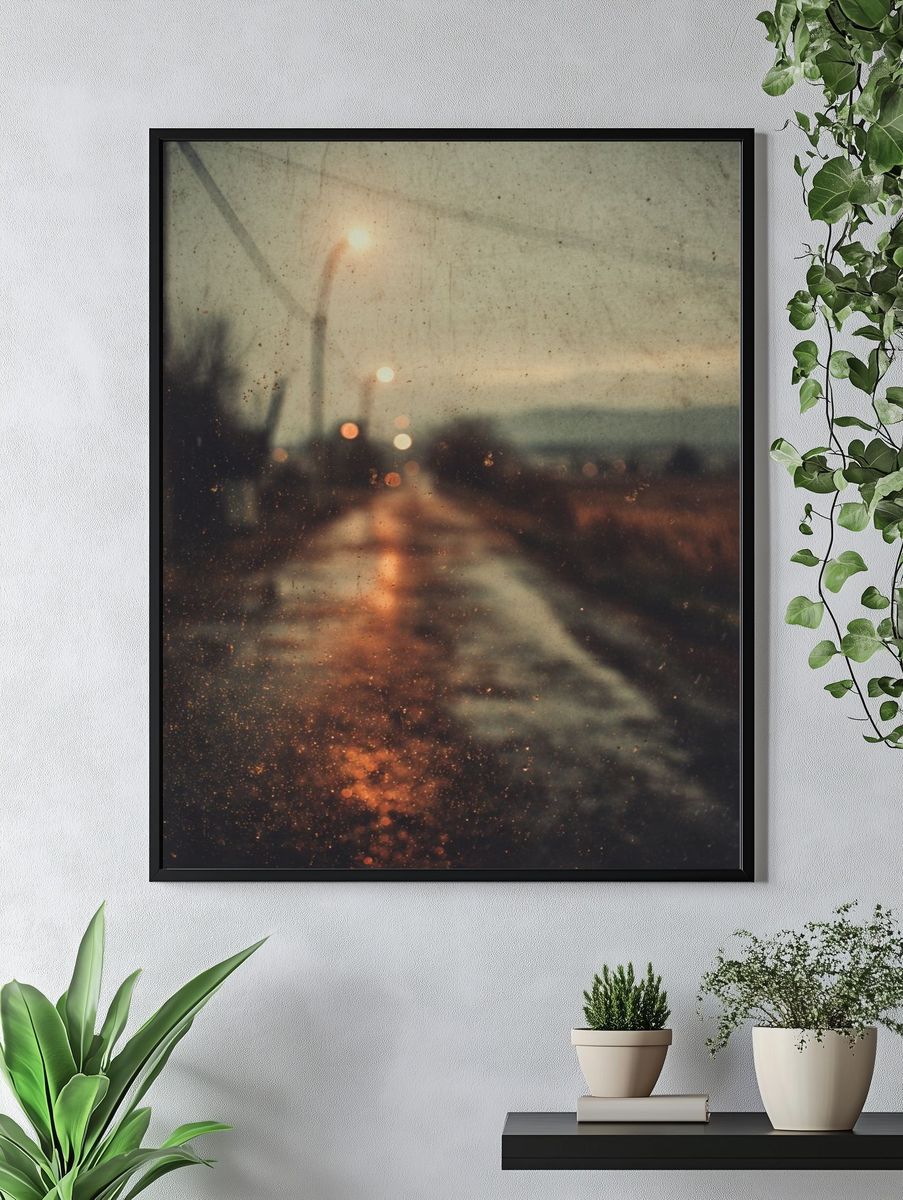 Rainy Street at Dusk — Photography Print. — room view 4