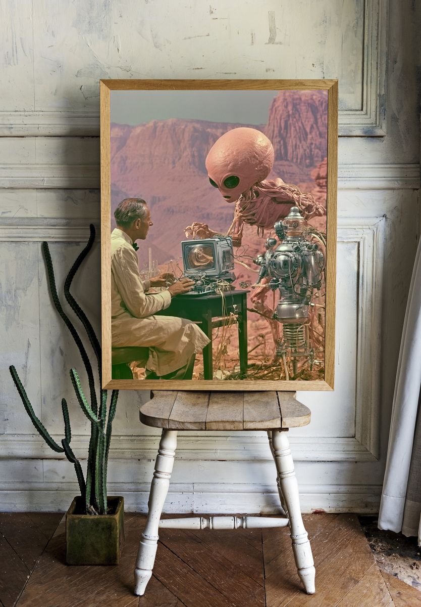 Retro Sci-Fi Desert Encounter Poster. room preview
