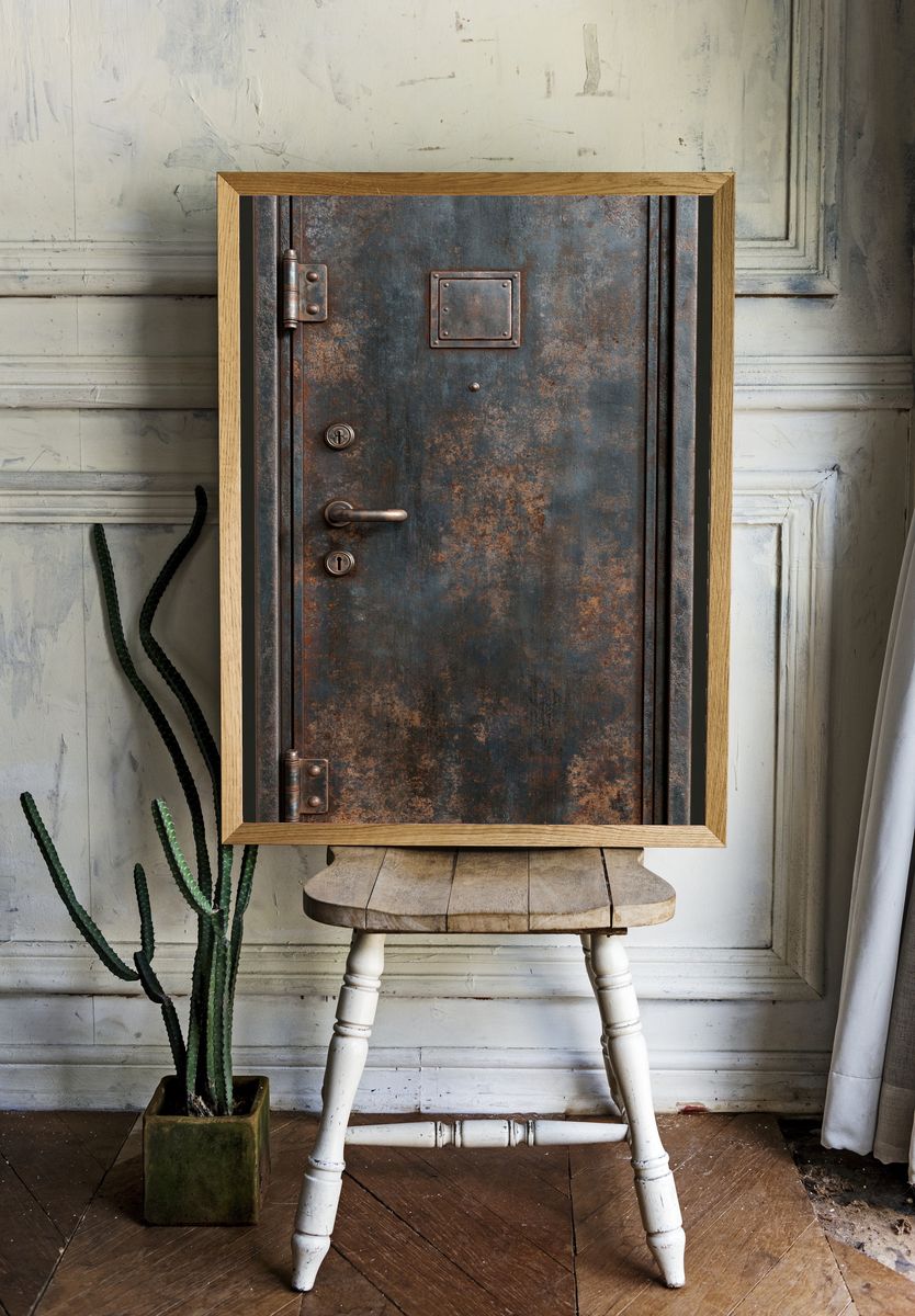 Rusty Steel Door Photography Poster. — room view 1