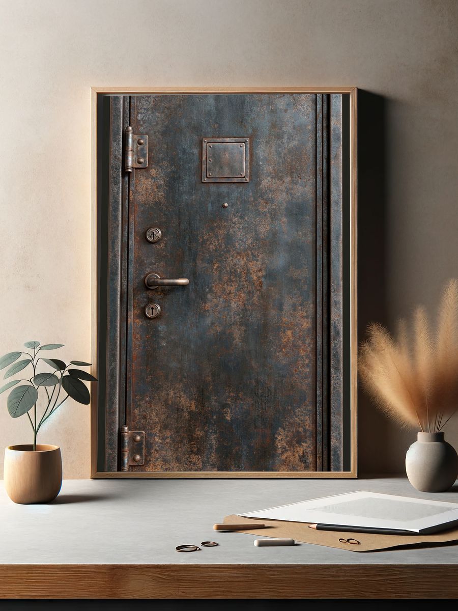 Rusty Steel Door Photography Poster. — room view 2