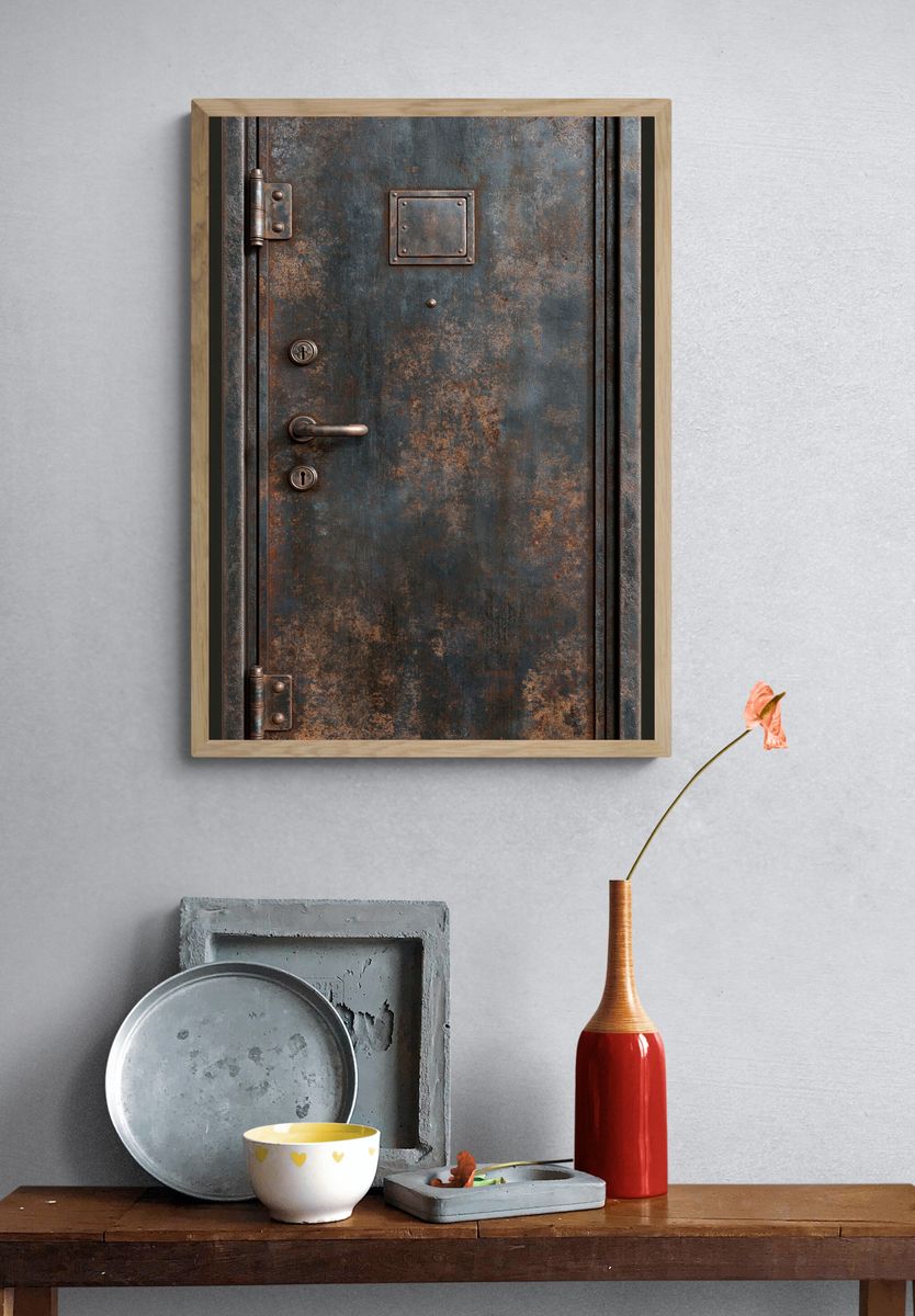 Rusty Steel Door Photography Poster. — room view 3